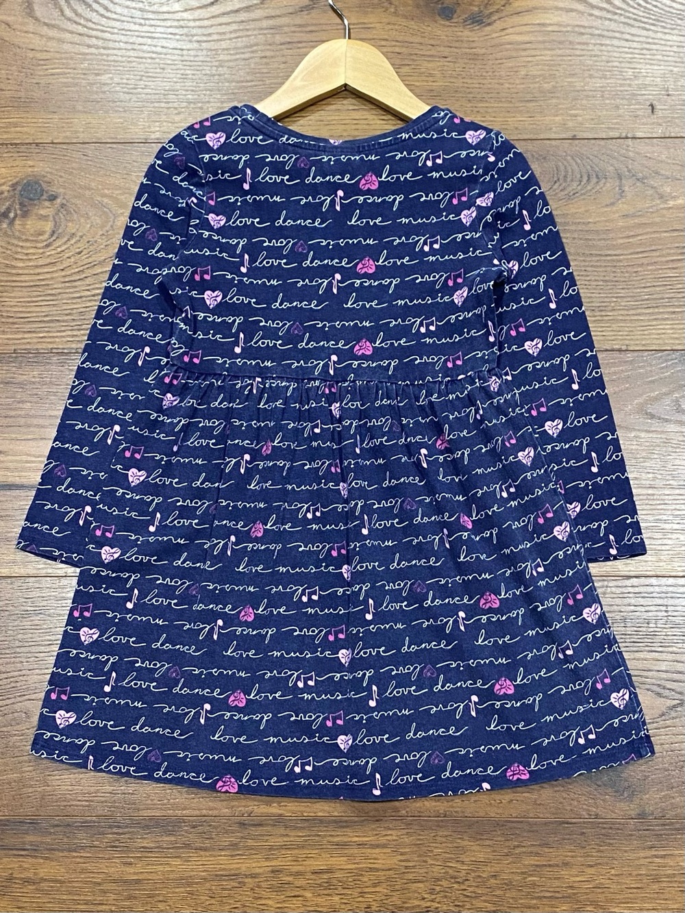 Gymboree Girl’s Navy and Pink Long Sleeve Love Music Dress Size Small (5-6) - Picture 2 of 7